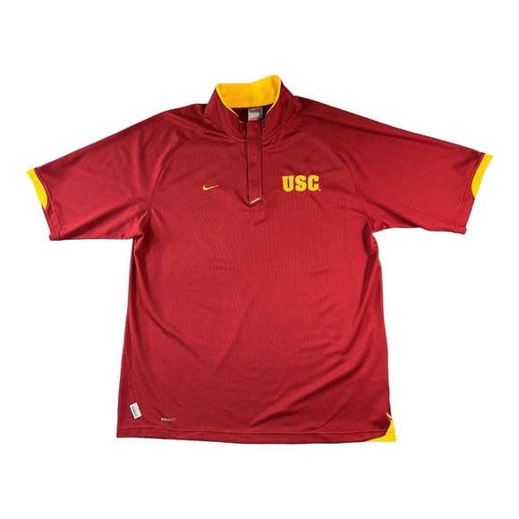 USC Trojans Shirt Men's XL Red Short Sleeve 1/4 Zip Nike Sideline Football Polo - Picture 1 of 13